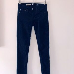 Vibrant blue corduroy skinny leggings. AG brand.
